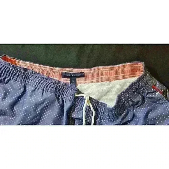 TOMMY HILFIGER Men BLUE Bathing Swimsuit shorts LINED Lightweight POCKET size Lg - Picture 3 of 3